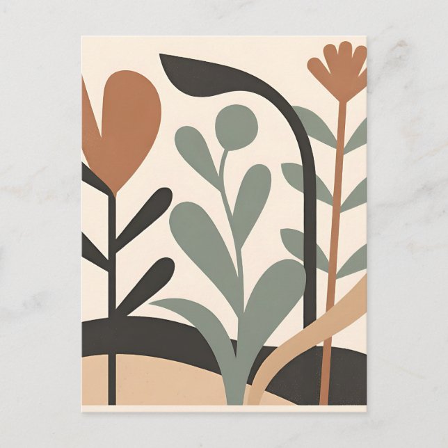 Abstract Botanical Shapes Postcard (Front)