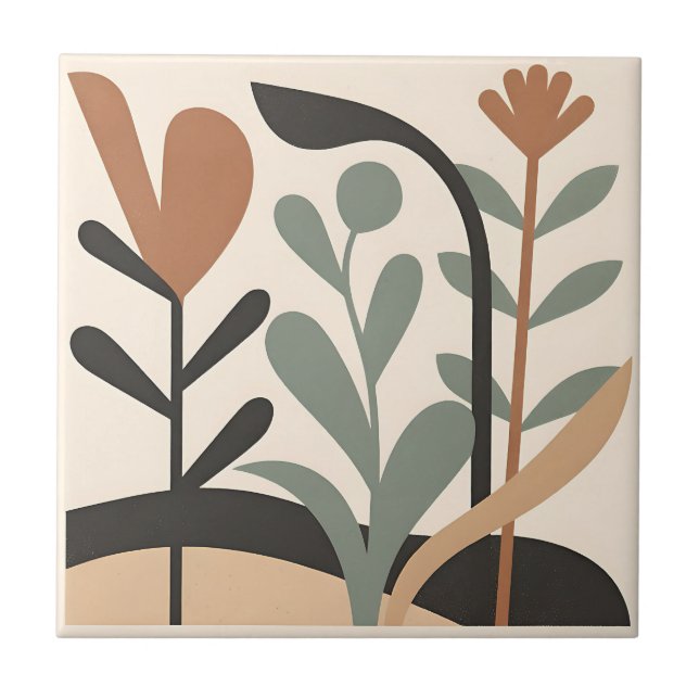 Abstract Botanical Shapes Tile (Front)