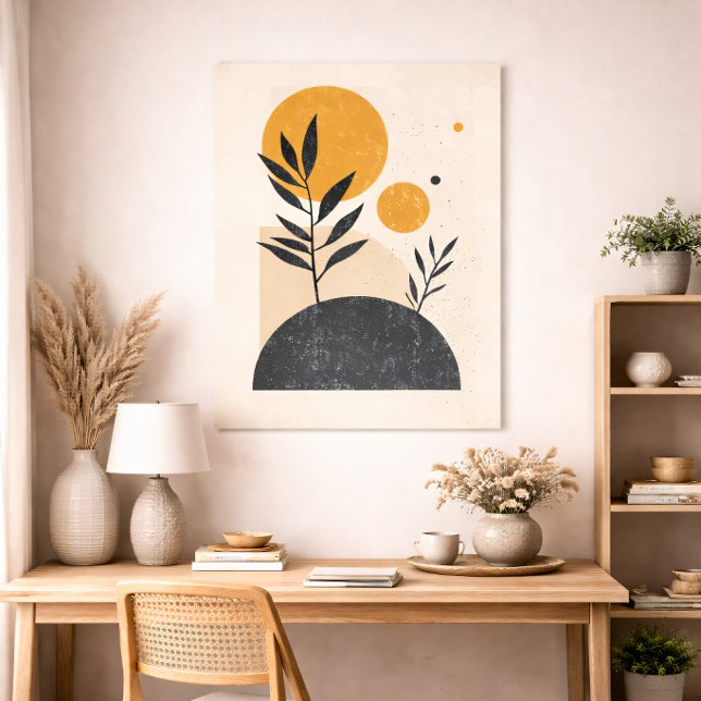 Abstract Botanical Sun Geometric Minimal Yellow Poster (Creator Uploaded)