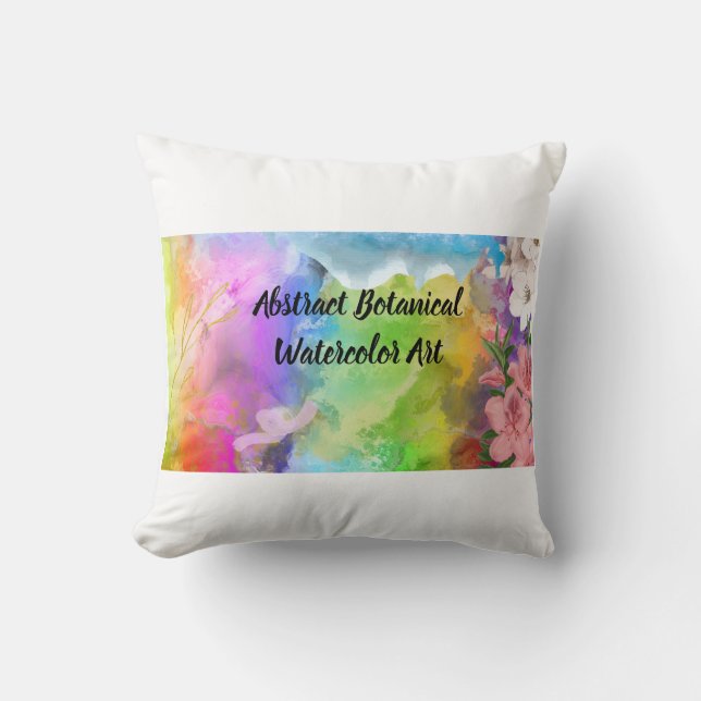 Abstract Botanical Watercolor Art Cushion (Front)