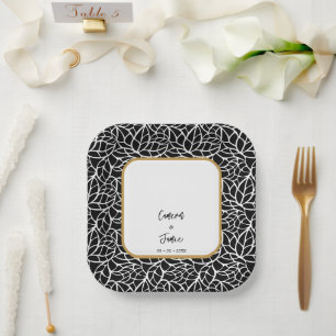 Abstract Botanical Wedding Theme Paper Plate
