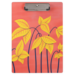 Abstract Botanical Yellow Pink Tropical Floral Clipboard