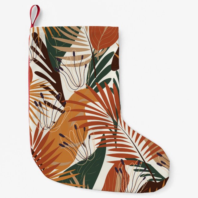 Abstract Botanicals: White Canvas Wonders Small Christmas Stocking (Front)
