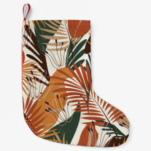 Abstract Botanicals: White Canvas Wonders Small Christmas Stocking