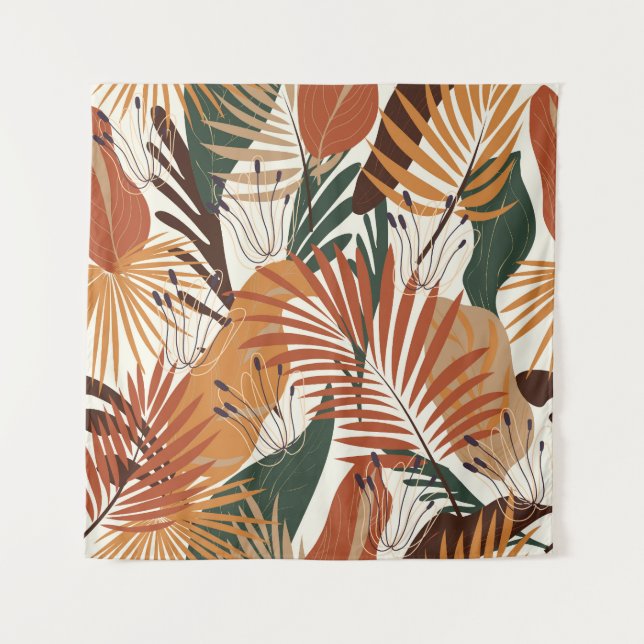 Abstract Botanicals: White Canvas Wonders Tapestry (Front)
