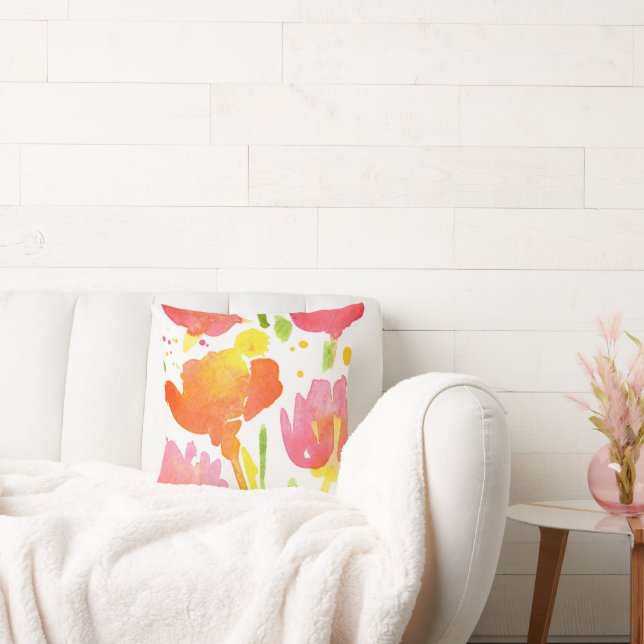 Abstract Bouquet of Mixed Flowers 4 Cushion (Couch)