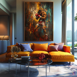 Abstract Boxer in Action - Powerful Sports Art Canvas Print