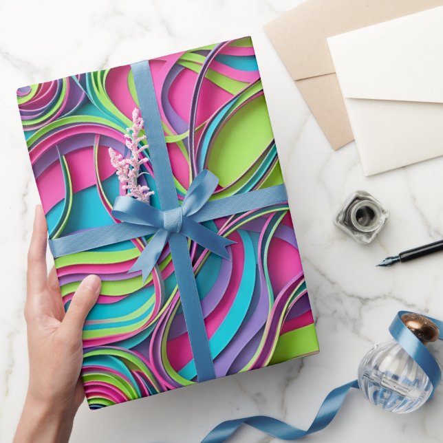 Abstract Brain Neon Network Wrapping Paper (Gifting)