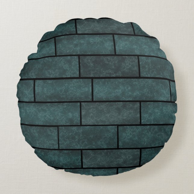Abstract bricks wall stone ornamental print loft d round cushion (Front)