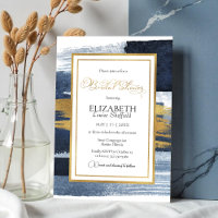 Abstract Bridal Shower Invitation | Gold Navy Blue