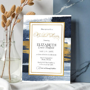 Abstract Bridal Shower Invitation Gold Navy Blue
