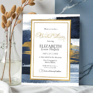 Abstract Bridal Shower Invitation Gold Navy Blue