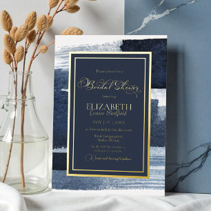 Abstract Bridal Shower Invitation Gold Navy Blue