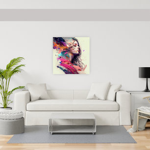 Abstract Bright Beautiful Woman's Face Canvas Print