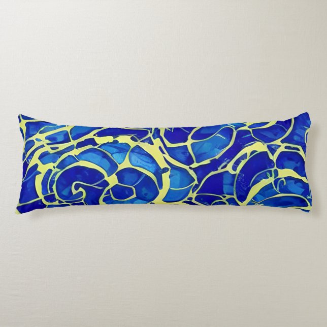 Abstract Bright Blue Mosiac Pattern Body Cushion (Front)