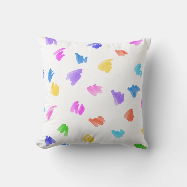 abstract bright colourful paint stroke design cushion (Front)