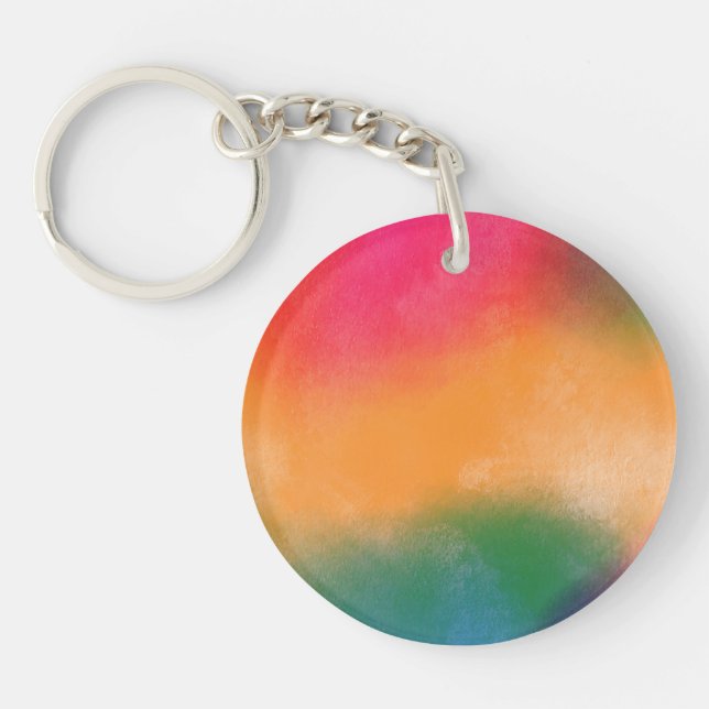 abstract bright colourful smoky background key ring (Front)