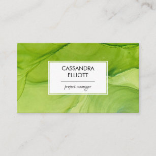 Abstract Bright Green Alcohol Ink Liquid Art Business Card
