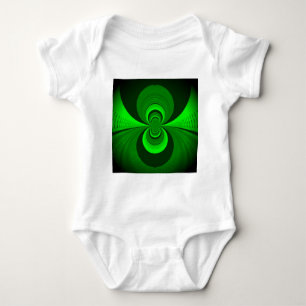 Abstract Bright Green Groovy Kaleidoscope Pattern  Baby Bodysuit