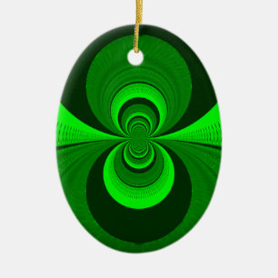 Abstract Bright Green Groovy kaleidoscope Pattern  Ceramic Tree Decoration