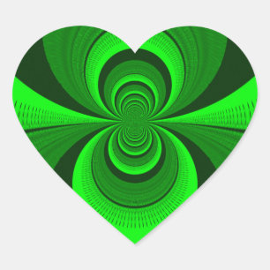 Abstract Bright Green Groovy kaleidoscope Pattern Heart Sticker