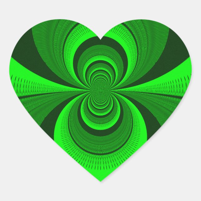 Abstract Bright Green Groovy kaleidoscope Pattern  Heart Sticker (Front)