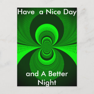Abstract Bright Green Groovy kaleidoscope Pattern Postcard
