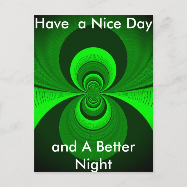 Abstract Bright Green Groovy kaleidoscope Pattern  Postcard (Front)
