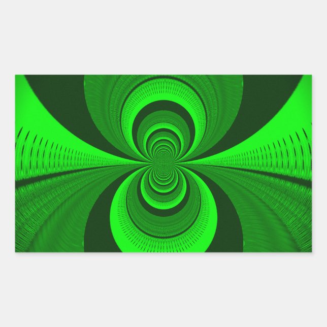 Abstract Bright Green Groovy kaleidoscope Pattern  Rectangular Sticker (Front)