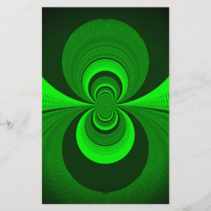Abstract Bright Green Groovy kaleidoscope Pattern Stationery