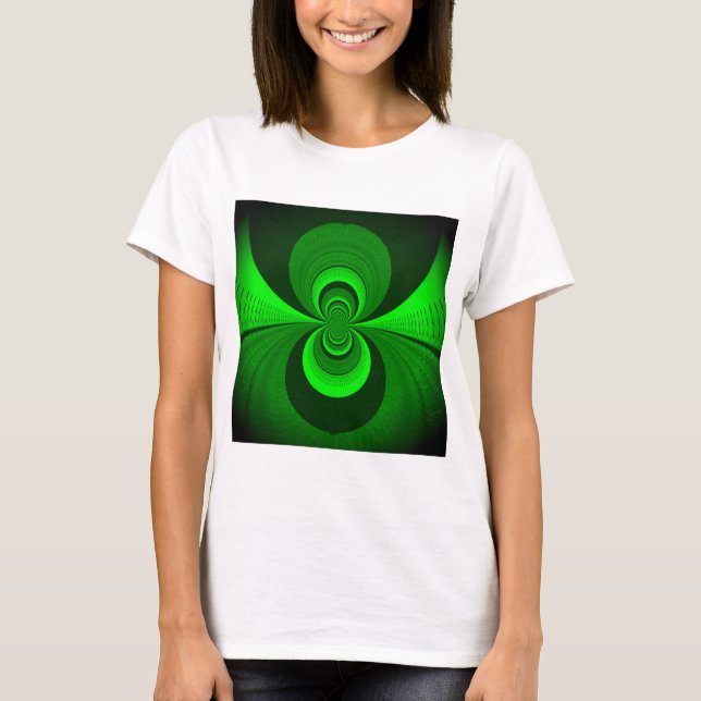 Abstract Bright Green Groovy Kaleidoscope Pattern  T-Shirt (Front)