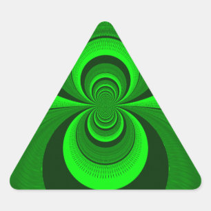 Abstract Bright Green Groovy kaleidoscope Pattern  Triangle Sticker