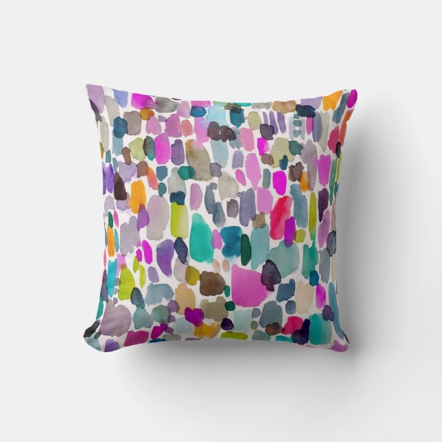 Abstract Bright Watercolor Colour Party Pattern Cushion (Front)