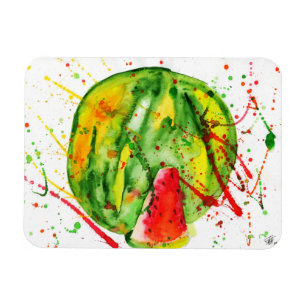 Abstract bright watercolor watermelon magnet