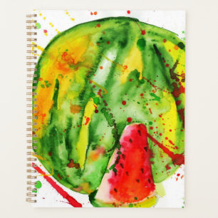 Abstract bright watercolor watermelon planner