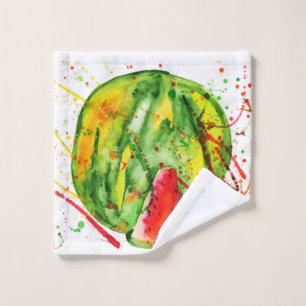 Abstract bright watercolor watermelon wash cloth