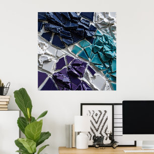 Abstract Broken Ceramic Tile Mosaic with Glossy Poster