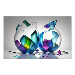Abstract broken glass art photo print