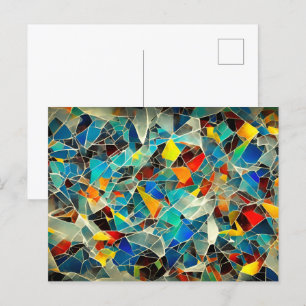Abstract broken glass art postcard