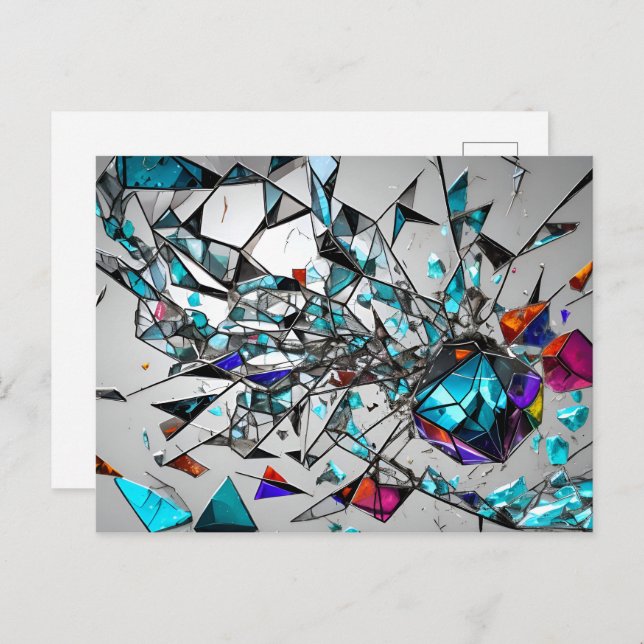 Abstract broken glass art postcard (Front/Back)