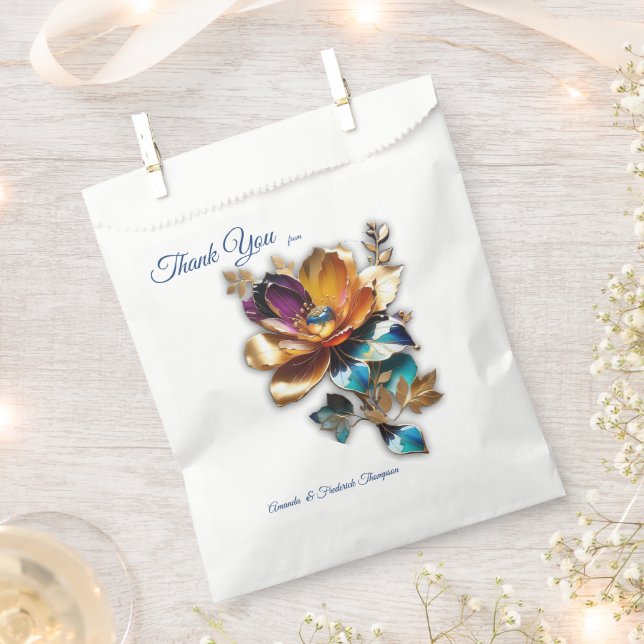 Abstract bronze, gold-blue Baroque style Favour Bags (Clipped)