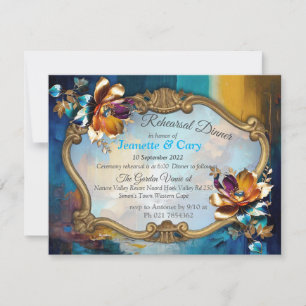 Abstract bronze, gold-blue Baroque style Invitation