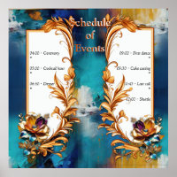 Abstract bronze, gold-blue Baroque style 