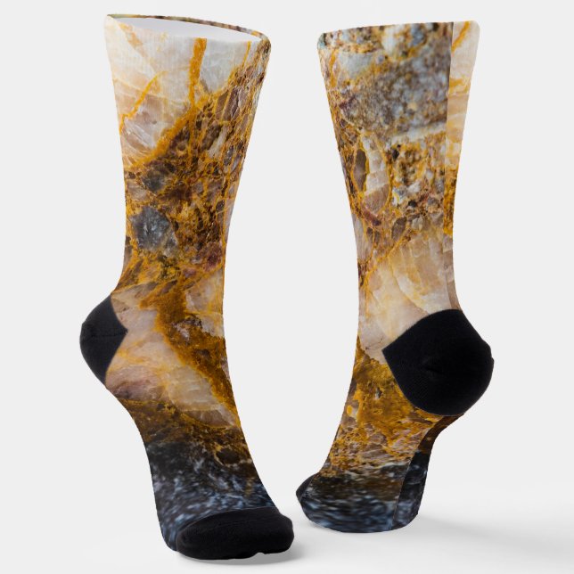 Abstract bronze white mineral rock texture socks (Angled)