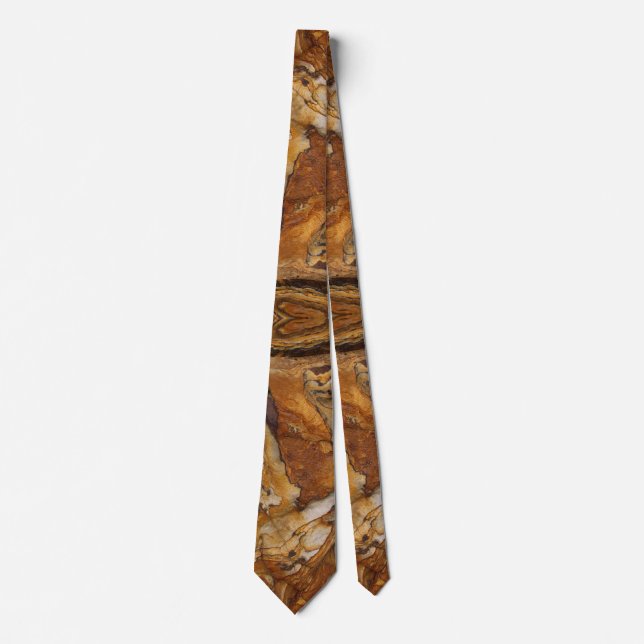 Abstract brown and beige sandstone rock pattern tie (Front)
