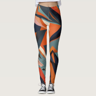 abstract brown and chacolate colours bars leggings