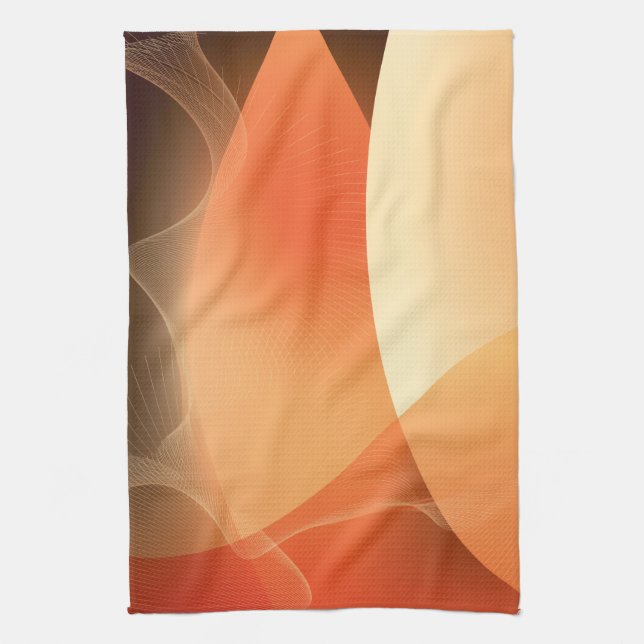 Abstract Brown and Orange Pattern Tea Towel (Vertical)