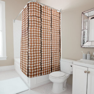 Abstract Brown and White Print Shower Curtain