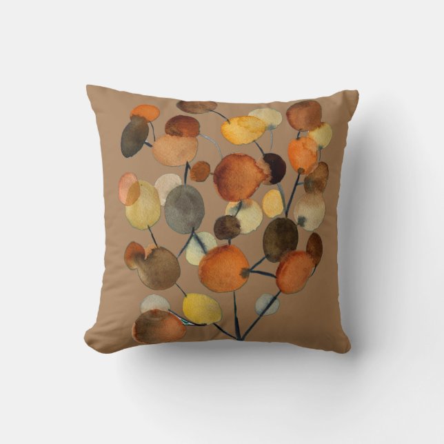 Abstract brown Autumn Earth Tree art Cushion (Front)