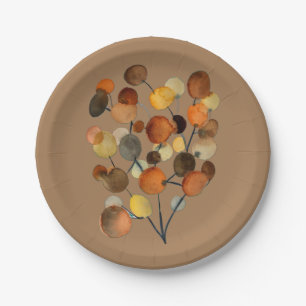 Abstract brown Autumn Earth Tree art Paper Plate
